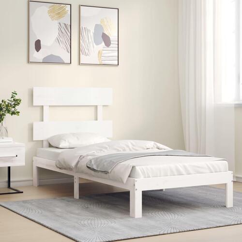 Sengeramme uden madras 100x200 cm massivt fyrretræ hvid