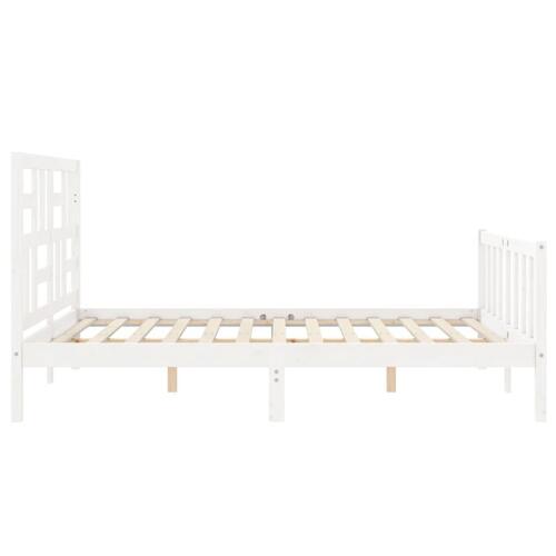 Sengeramme med sengegavl kingsize massivt træ hvid