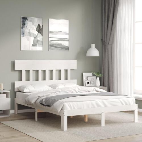 Sengeramme uden madras 120x200 cm massivt fyrretræ hvid
