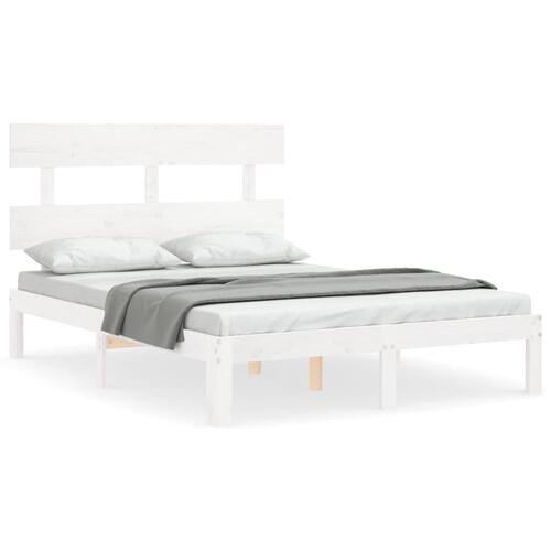 Sengeramme uden madras 120x200 cm massivt fyrretræ hvid