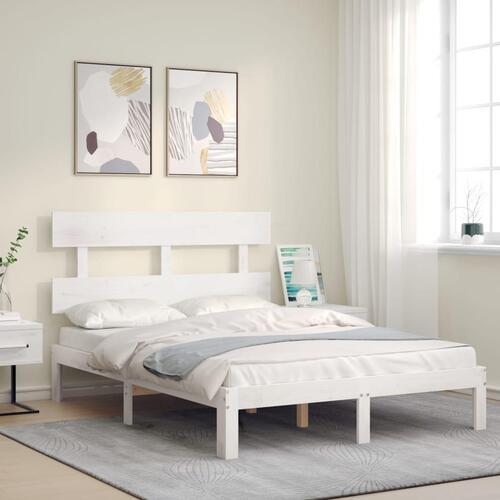 Sengeramme uden madras 120x200 cm massivt fyrretræ hvid