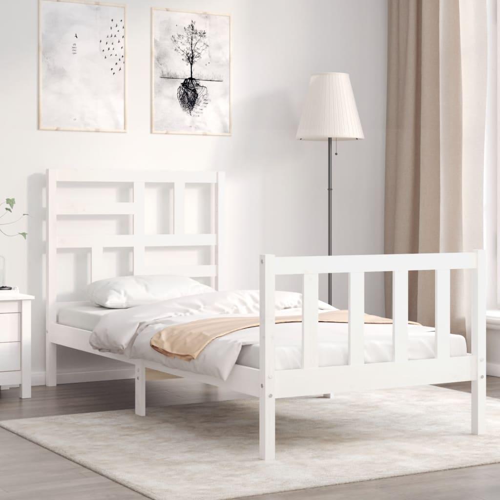 Sengeramme uden madras 90x200 cm massivt fyrretræ hvid