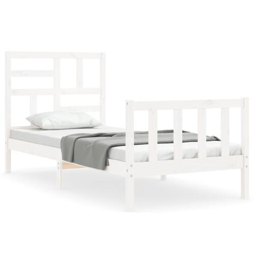 Sengeramme uden madras 90x200 cm massivt fyrretræ hvid