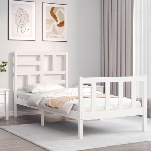 Sengeramme uden madras 90x200 cm massivt fyrretræ hvid