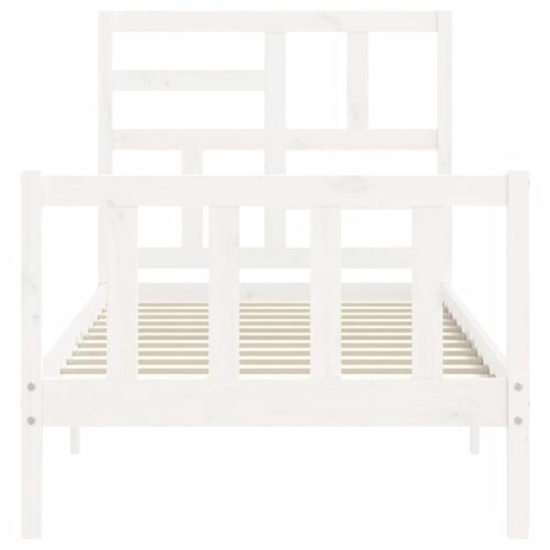 Sengeramme uden madras 90x200 cm massivt fyrretræ hvid