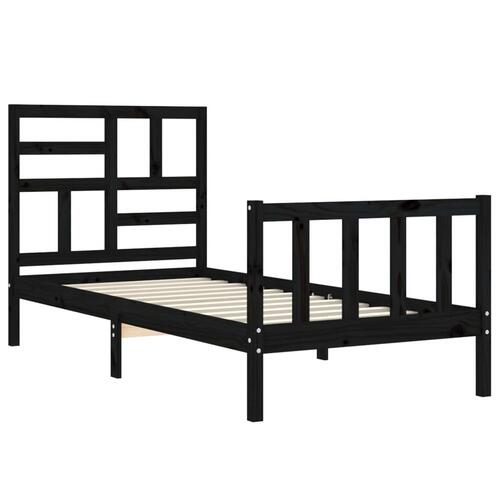 Sengeramme med sengegavl 100x200 cm massivt træ sort