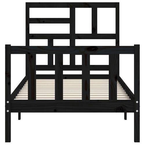 Sengeramme med sengegavl 100x200 cm massivt træ sort
