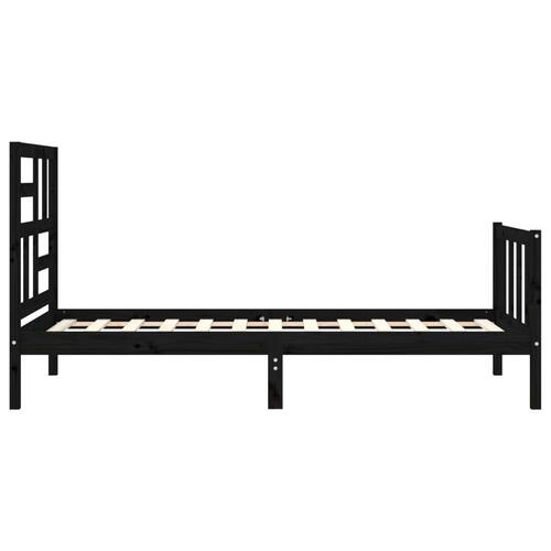 Sengeramme med sengegavl 100x200 cm massivt træ sort