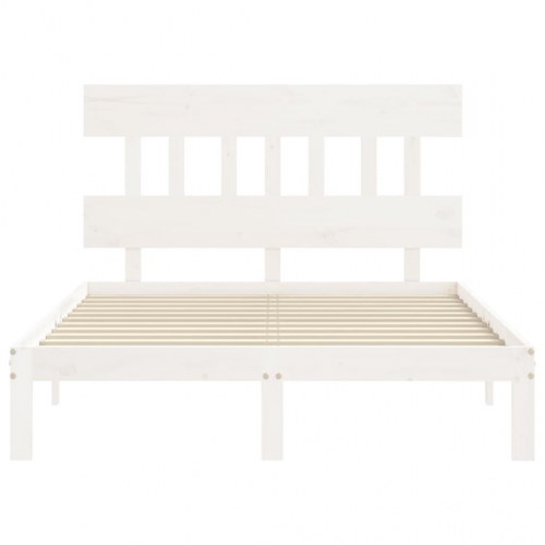 Sengeramme uden madras 140x200 cm massivt fyrretræ hvid