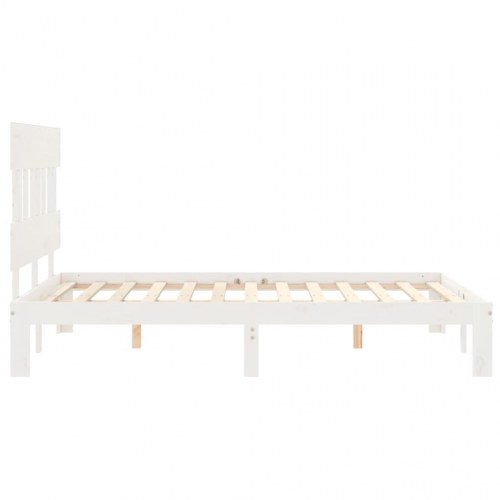 Sengeramme uden madras 140x200 cm massivt fyrretræ hvid