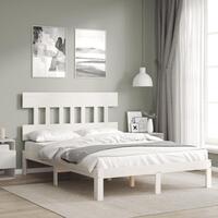 Sengeramme uden madras 140x190 cm massivt fyrretræ hvid