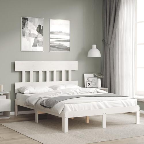 Sengeramme uden madras 140x190 cm massivt fyrretræ hvid