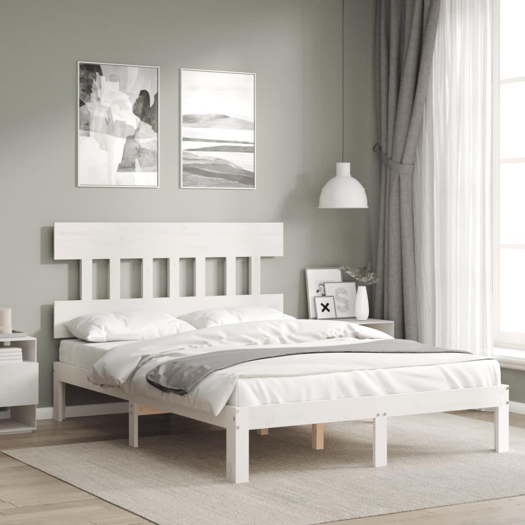 Sengeramme uden madras 140x190 cm massivt fyrretræ hvid