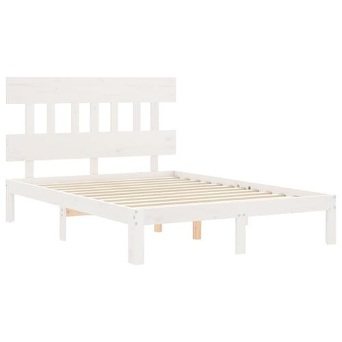 Sengeramme uden madras 140x190 cm massivt fyrretræ hvid