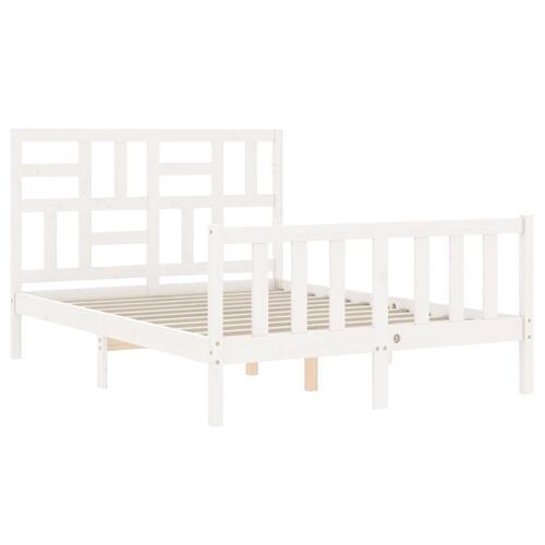 Sengeramme med sengegavl Small Double massivt træ hvid