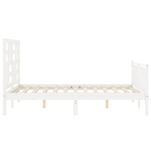 Sengeramme med sengegavl Small Double massivt træ hvid