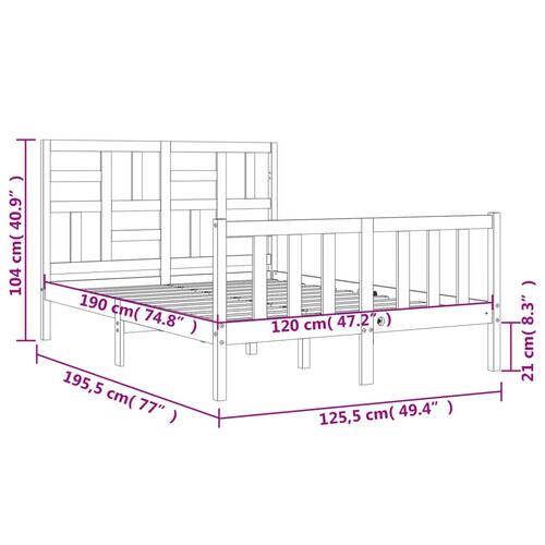 Sengeramme med sengegavl Small Double massivt træ hvid