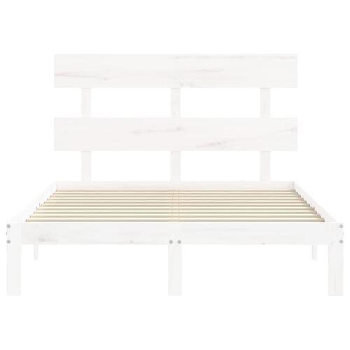 Sengeramme med sengegavl Small Double massivt træ hvid