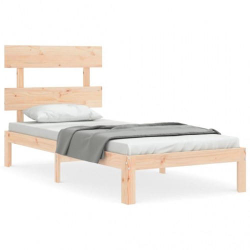 Sengeramme med sengegavl - Small Single 75×190 cm, massivt fyrretræ