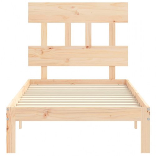 Sengeramme i massivt fyrretræ 90x200 cm - med sengegavl