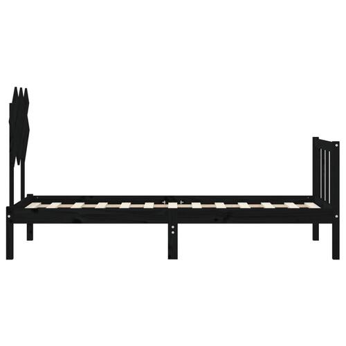 Sengeramme med sengegavl Small Single massivt træ sort