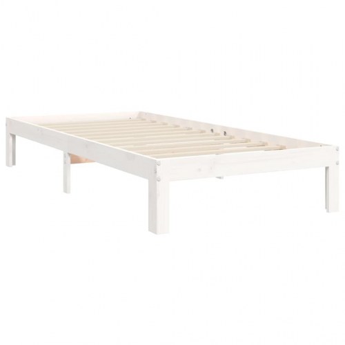Sengeramme 90x200 cm i massivt fyrretræ - hvid