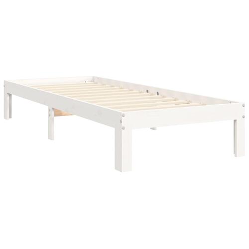 Sengeramme med sengegavl 90x200 cm massivt træ hvid