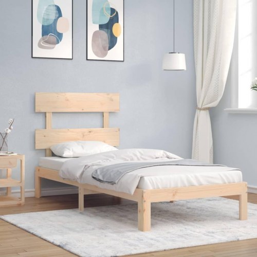 Sengeramme i massivt fyrretræ 90x200 cm - med gavl