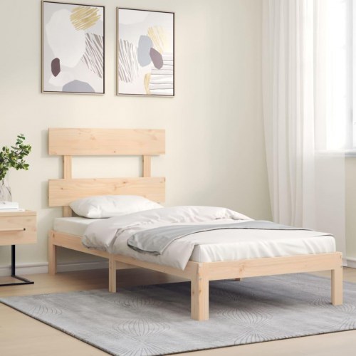 Sengeramme i massivt fyrretræ 90x200 cm - med gavl