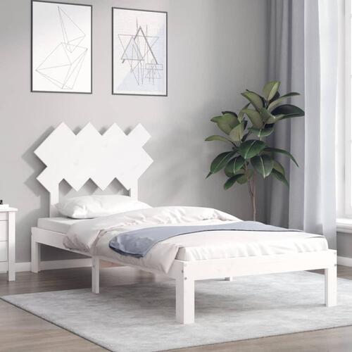 Sengeramme uden madras 90x200 cm massivt fyrretræ hvid