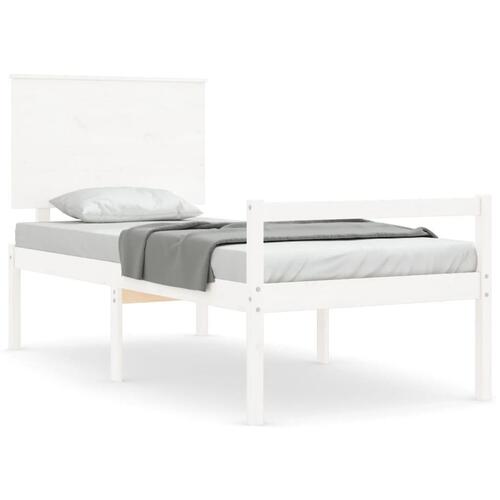 Seniorseng med sengegavl 100x200 cm massivt træ hvid
