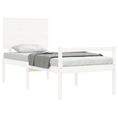 Seniorseng med sengegavl 100x200 cm massivt træ hvid