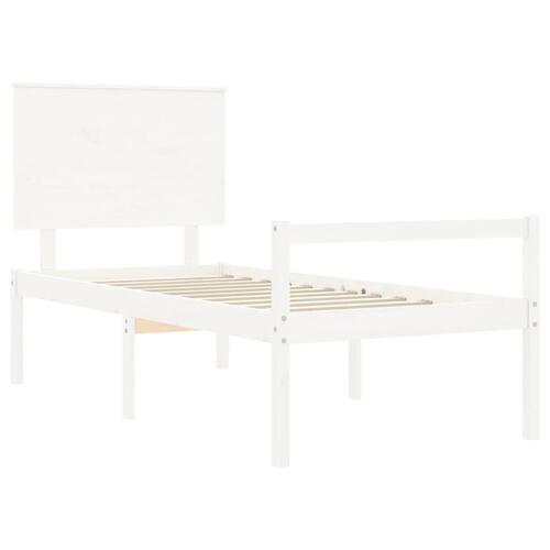 Seniorseng med sengegavl 100x200 cm massivt træ hvid