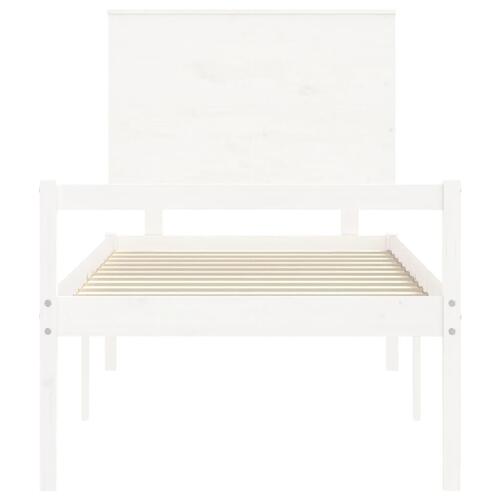 Seniorseng med sengegavl 100x200 cm massivt træ hvid