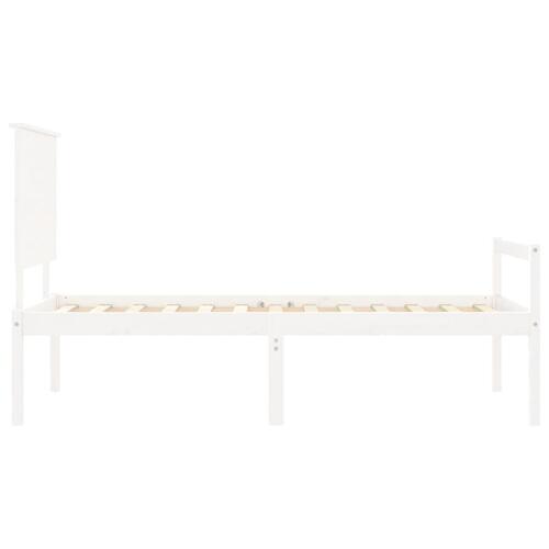 Seniorseng med sengegavl 100x200 cm massivt træ hvid