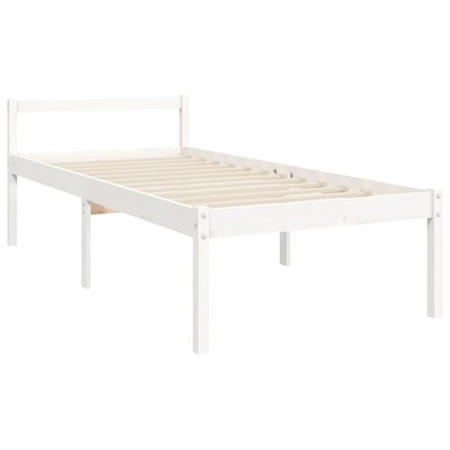 Seniorseng med sengegavl 100x200 cm massivt træ hvid