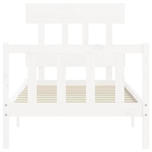 Sengeramme uden madras 90x200 cm massivt fyrretræ hvid