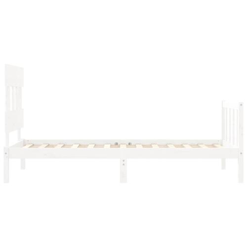 Sengeramme uden madras 90x200 cm massivt fyrretræ hvid