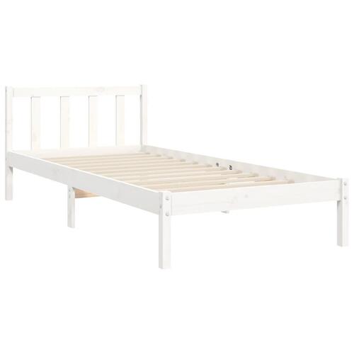 Sengeramme uden madras 90x200 cm massivt fyrretræ hvid
