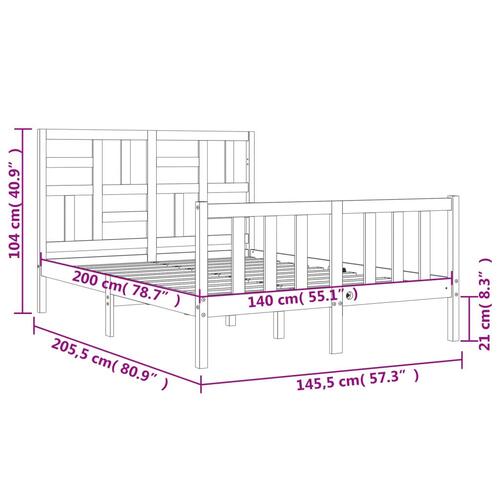 Sengeramme med sengegavl 140x200 cm massivt træ hvid