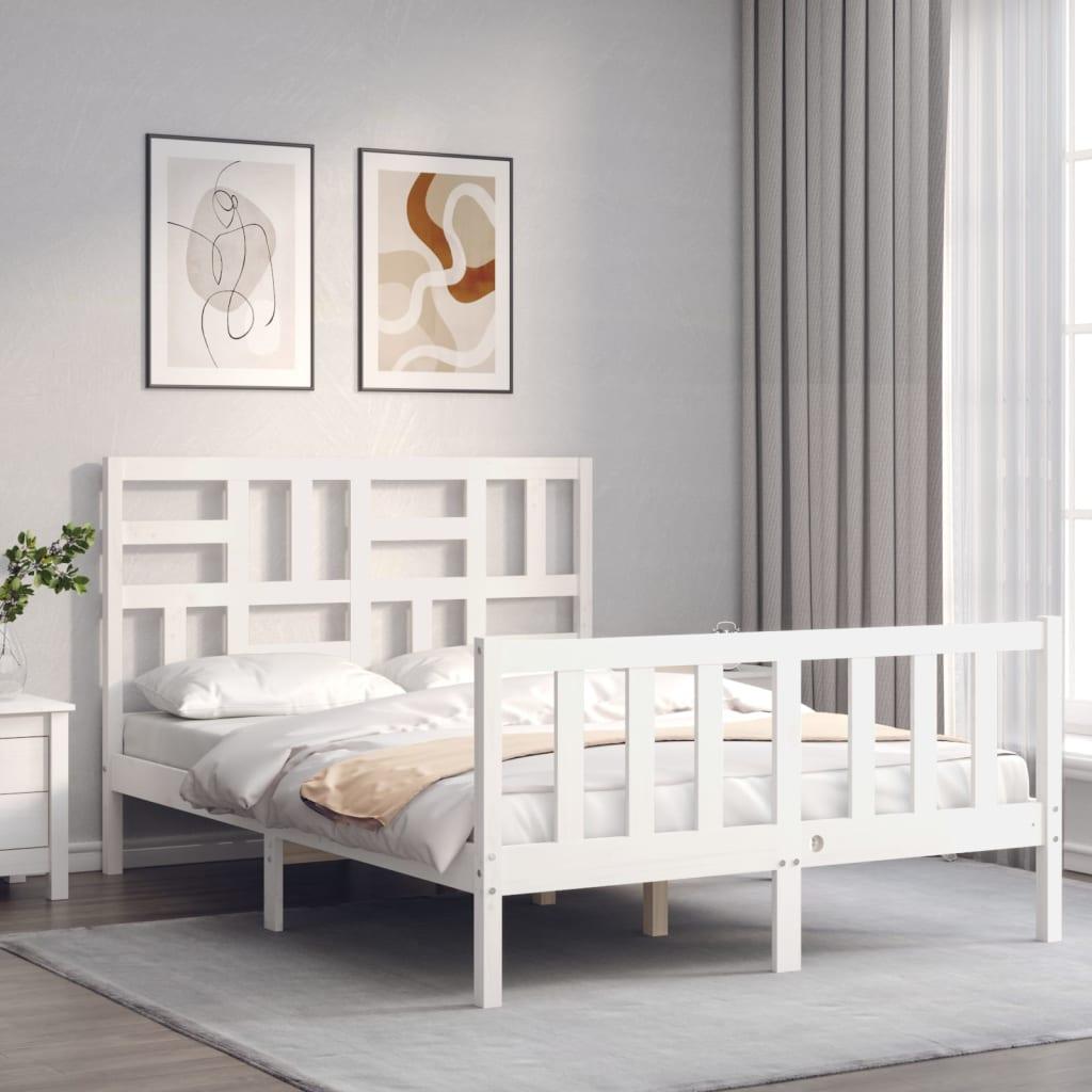 Sengeramme uden madras 120x200 cm massivt fyrretræ hvid