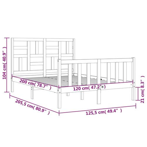 Sengeramme uden madras 120x200 cm massivt fyrretræ hvid
