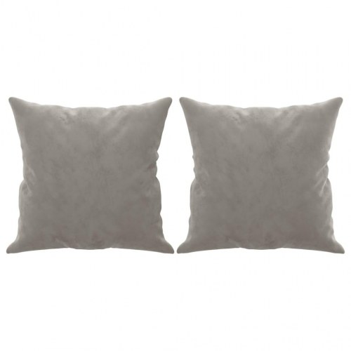 2-personers sofa med puder og hynder 140 cm velour lysegrå