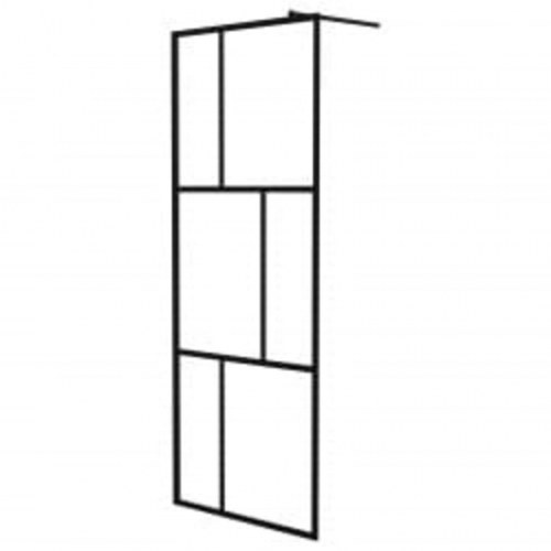 Brusevæg med hylde 90x195 cm sikkerhedsglas og aluminium sort
