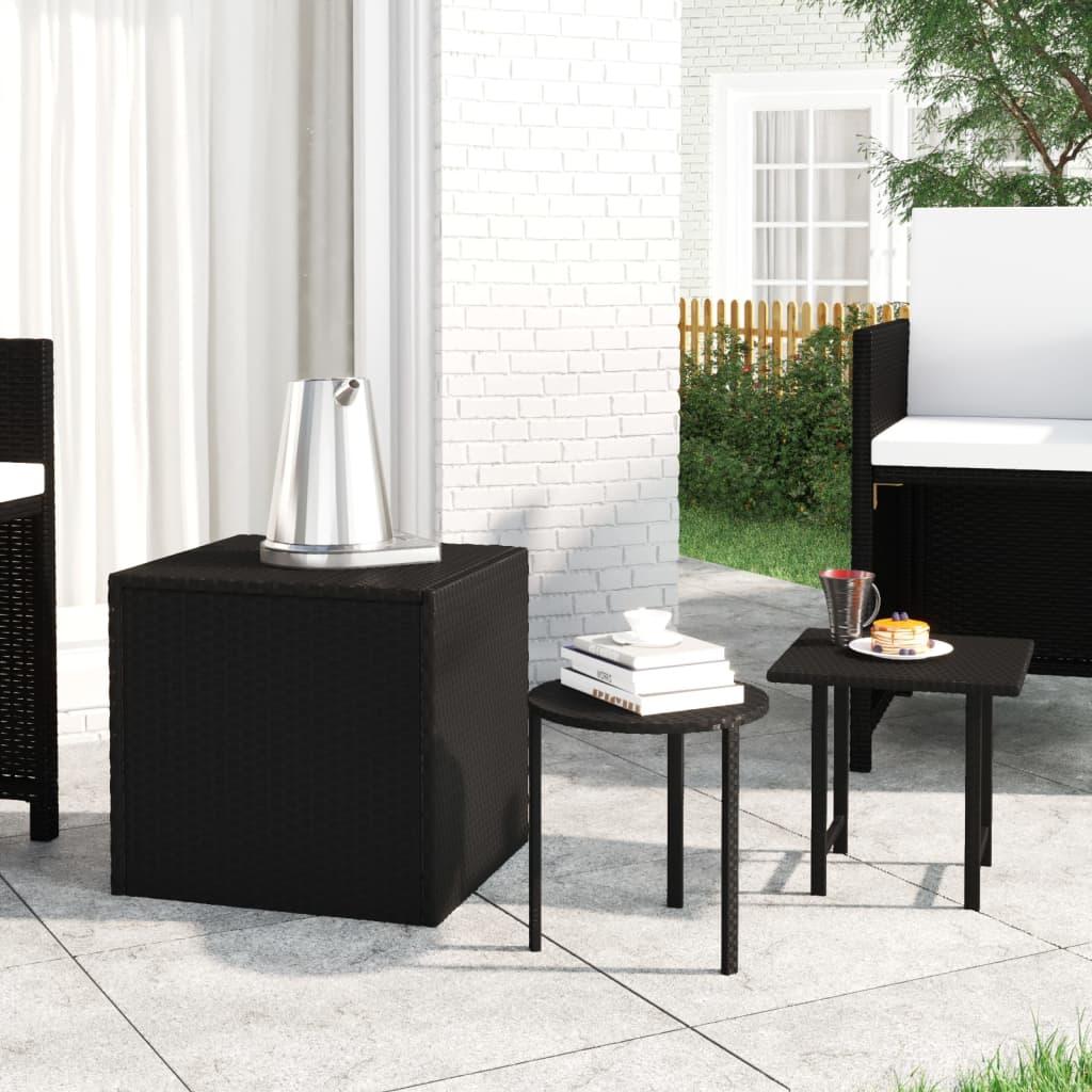 Sideborde 3 stk. polyrattan sort