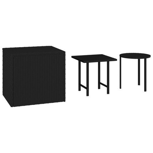 Sideborde 3 stk. polyrattan sort