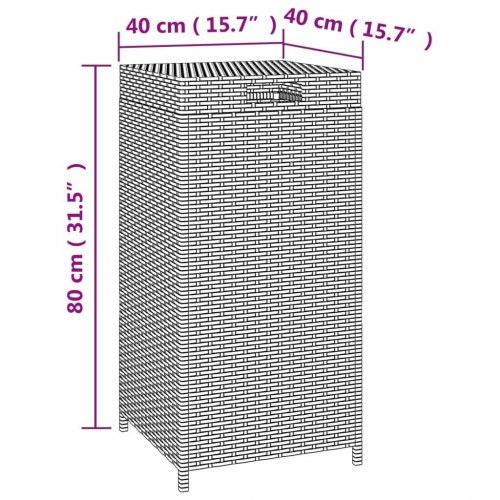 Skraldespand 40x40x80 cm polyrattan sort