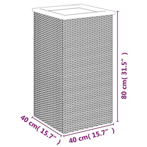 Plantekasse 40x40x80 cm polyrattan sort