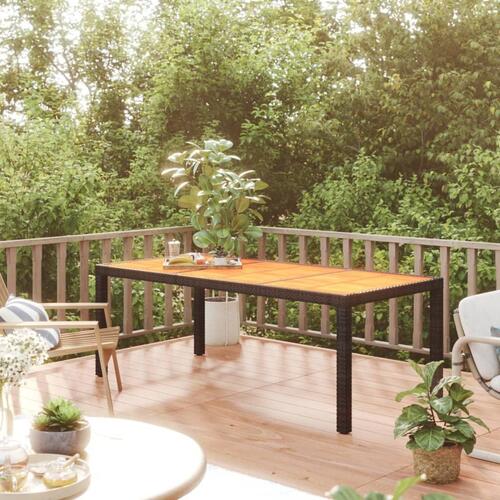 Havebord 190x90x75 cm polyrattan og akacietræ sort