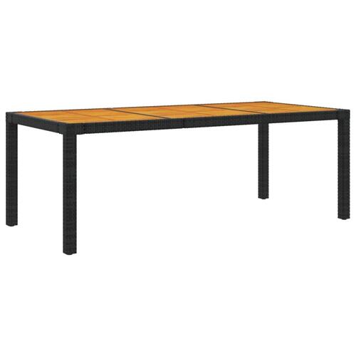 Havebord 190x90x75 cm polyrattan og akacietræ sort